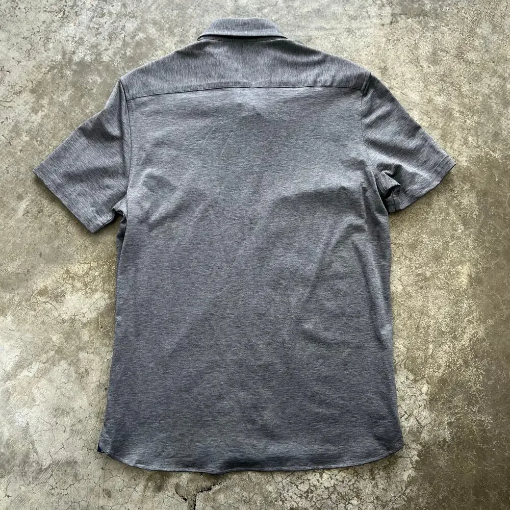 NWT Nice2Stuff NYC Grey Melange Knit Button Down Shirt Minimalist M